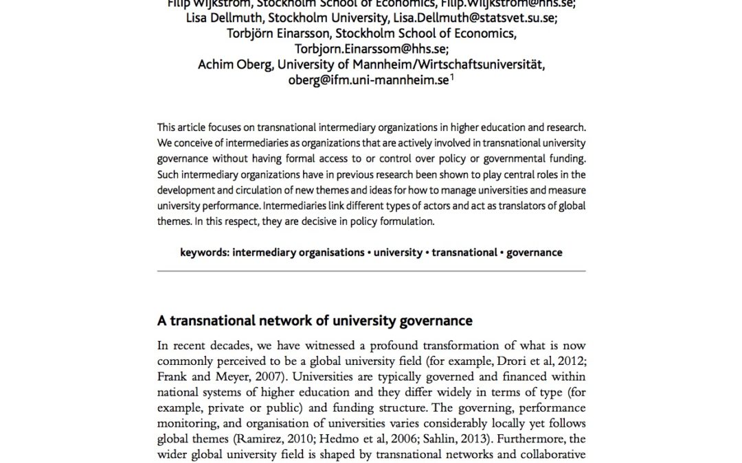 The ‘Milky Way’ of intermediary organisations: a transnational field of university governance